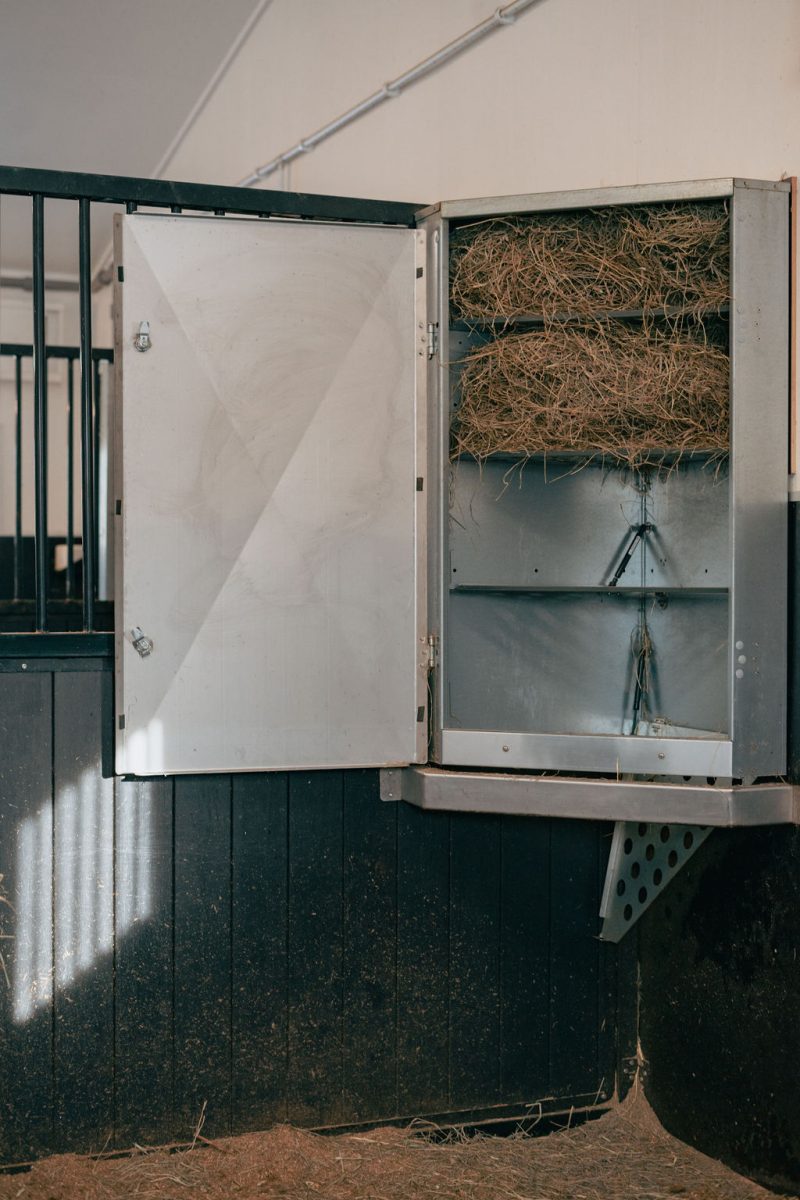 Loaded and ready — hay behind the door